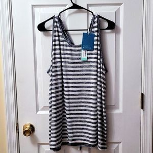 Market & Spruce Navy Striped Knit Top